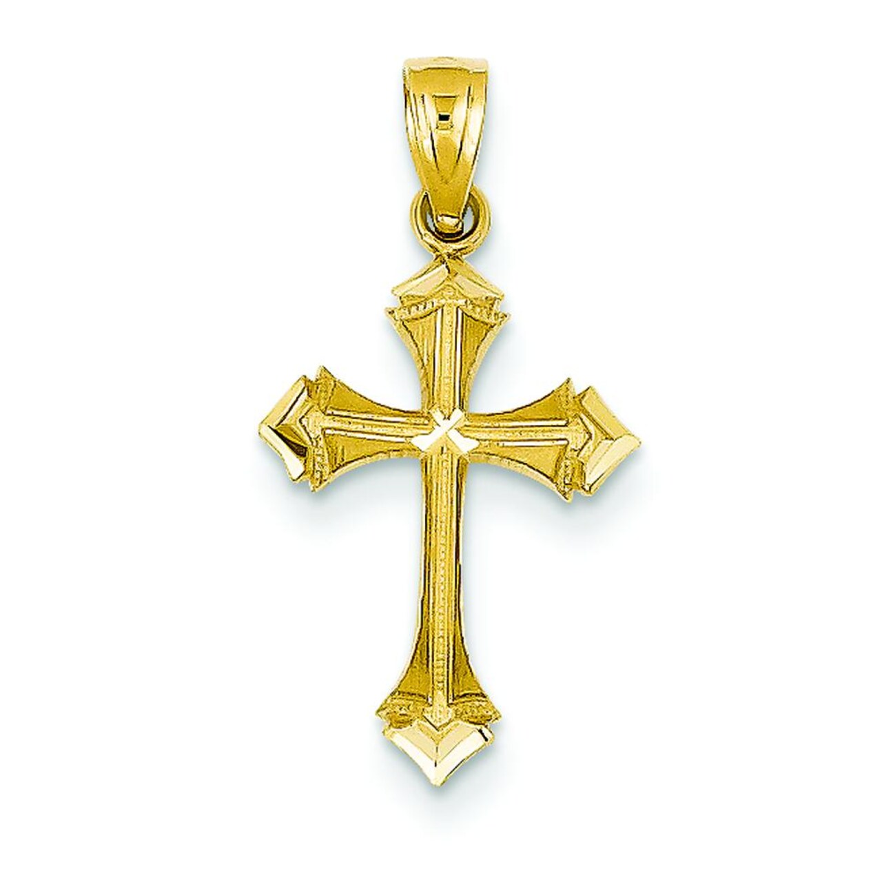 14K Yellow Gold Passion Cross Pendant Charm Jewelry 25mm x 13mm